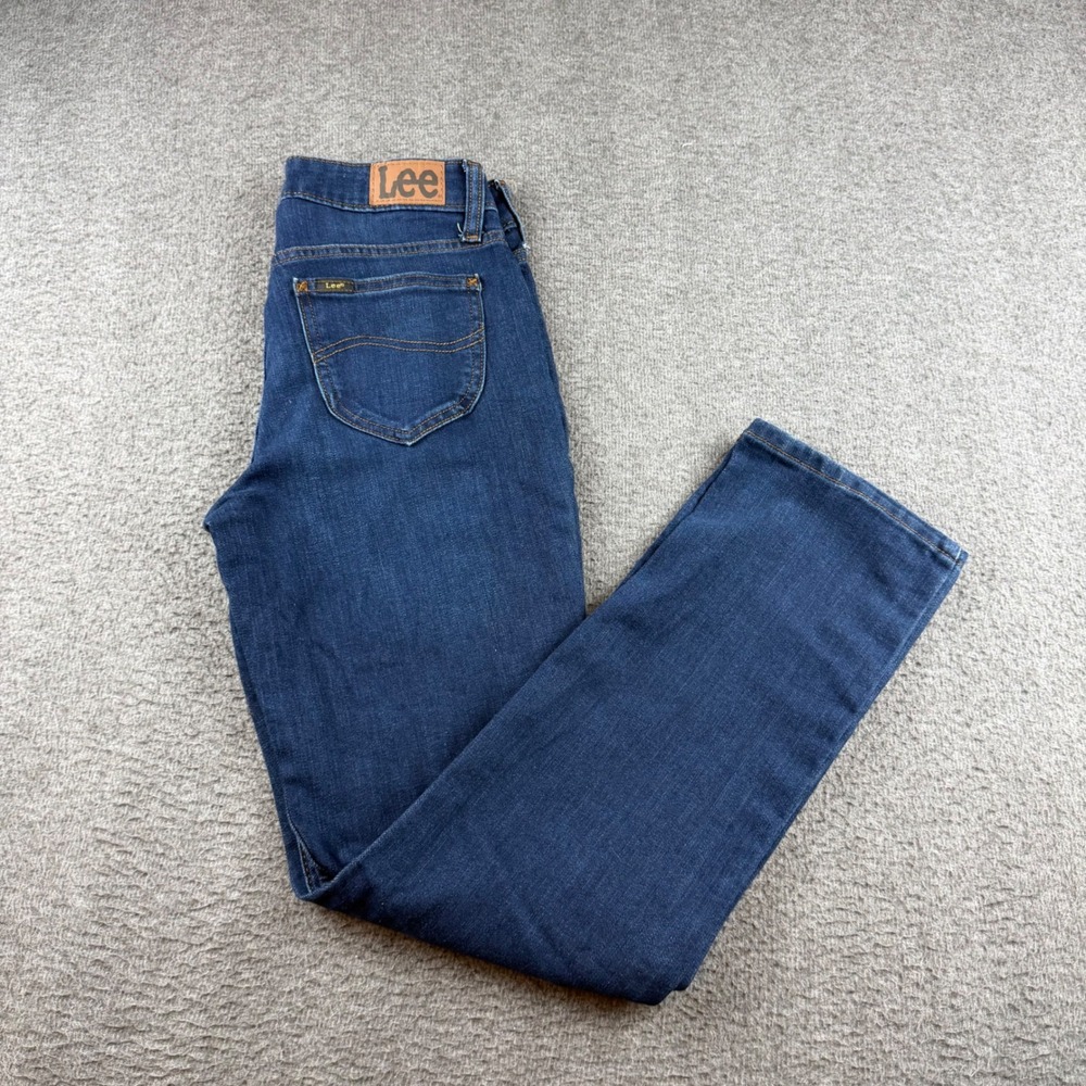 Lee Straight Leg Jeans Women's 2M Blue Dark Wash Stretch Denim Pants